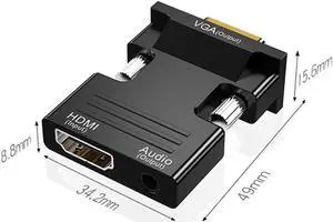 1080P HDMI to VGA Adapter Female to Male With Audio Cable Digital To Analog Video Converter