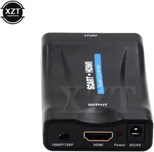 Black 1080P SCART To HDMI Video Audio Upscale Converter Adapter for HD TV DVD for Sky Box STB Plug and Play with dc cable