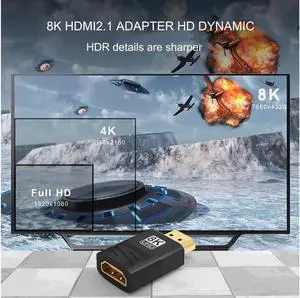 8K HDMI Male to Female Adapter HD HDMI Adapter Connected to TV Monitor Supports 8K Video Audio Output