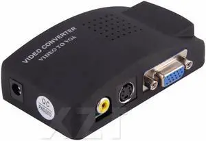 est for PC Laptop Composite Video TV RCA S-Video AV In To PC VGA LCD Out Converter Adapter Switch Box