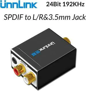 Unnlink Digital to Analog Audio Adapter 192KHz 24Bit DAC SPDIF Optical Toslink Coaxial to R/L RCA 3.5 Jack for PS4 LED TV mi Box