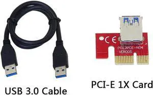 VER007S 0.6M PCI-E 1X to 16X Mini Pcie Riser Card Extender PCI Express Adapter With USB 3.0 Data Cable 15Pin SATA Power Supply