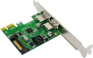 Super Speed 2 Port USB 3.0 PCI E PCI Express Expansion Card Adapter SATA Power Connector NEC720202 Chip for Desktops PC Computer
