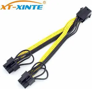 PCI-E 6pin Female to Dual 8pin(6+2) Y-Splitter Cable Graphics Video Card Power Supply Adapter Cables UL 18AWG Line 15cm PCI-E 6pin Female to Dual 8pin(6+2) Y-Splitter Cable Graphics Video Card Power Supply Adapter Cables UL 18AWG Line 15cm