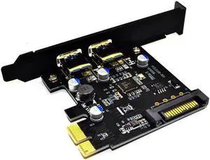 USB 3.0 PCI Express PCIE USB 3.0 Card Adapter 5Gbps USB 3.0 PCI E 2 Ports PCI Express Expansion Card SATA Power Connector for PC