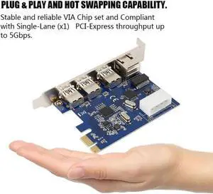 High Speed PCI-E PCI Express to 3 Port USB 3.0 RJ45 1Gbps Network Card VIA Expansion Board Card Adapter for Computer