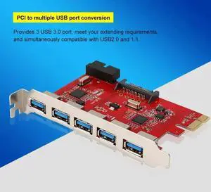 High Speed PCI-E to 5 Port USB 3.0 Expansion Board Card Adapter 20 Pin Expansions Board Cards add on cards