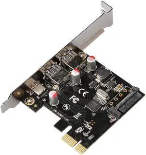 PCIEU3A2CS USB 3.1 GEN 1(5Gbps)Type-C + 2 USB 3.0 Type-A PCI-e Express Card Desktop PCI Express Add On Card Adapter,Power by SATA