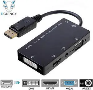 Top Deals Displayport DP Male To DVI HDMI VGA Audio Female Adapter 4 In 1 Display Port Cable Converter For Apple MacBook Air Pro