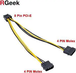 8 Pin PCI-E Express PCIe to 2 Molex LP4 4 Pin Converter Adapter Power Cable 8 inch (20cm)