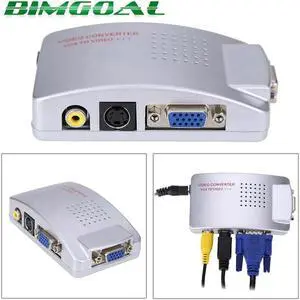PC TO TV Adapter VGA to AV RCA TV Monitor S-Video Signal Converter Adapter Switch Box PC Laptop