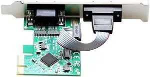 PCIE22XDB9V2 2 Port RS-232 RS232 DB9 Serial COM to PCI-E PCI Express Card Controller Adapter Converter w/ Full Profile Bracket