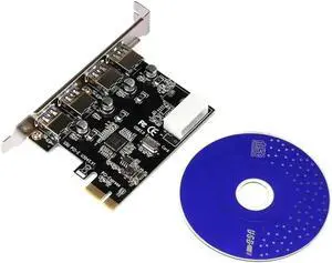 PCI-E to USB 3.0 4-Port PCI Express Extender Riser Card 4Pin Power Cable Supply Interface