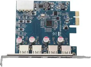 USB 3.0 4-Port PCI Express PCI-E Card Super Speed 5Gbps with 4 Pin Power Adapter