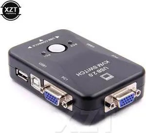2 Port KVM Switch USB 2.0 VGA Cable Splitter For USB Key Keyboard Mouse Monitor Adapter USB Printer Switch KVM VGA Conterver