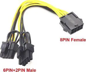 Power Extension Cable 20cm 8 Pin Female to Dual 8Pin(6+2) Male PCI-E for Graphics Card BTC Miner