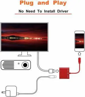TV HDTV Display 1080P 60Hz AV Converter for Lightning to HDMI Full HD Audio Video Adapter Cable for iPhone X 8 7 iPad iPod