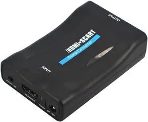 AV Signal Adapter HD Receiver TV DVD 1080P HDMI to SCART Video Audio Upscale Converter with US/EU Power Plug