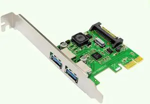 PCI E Express x1 to 2 Port USB 3.0 Controller Card Adapter Hub 5Gb/s Super Speed