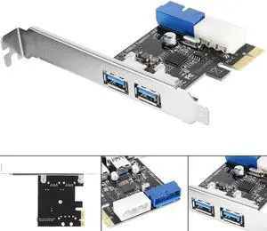 2 Ports 5Gbps PCI-E to USB 3.0 Expansion Card Adapter for Win XP / 7/8/10