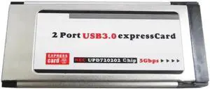 PCI Express to USB 3.0 Dual 2 Ports PCI E Card Adapter for NEC Chipset 34MM Slot ExpressCard Converter 5 Gbps PCMCIA ExpressCard