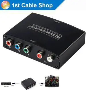 5 RCA Ypbpr component to HDMI HDTV video audio converter adapter with power supply(USB DC cable)
