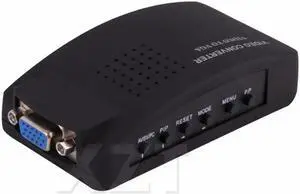 PZ PC Laptop Composite Video TV RCA S-Video AV In To PC VGA LCD Out Converter Adapter Switch Box