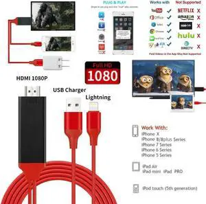 8 Pin to HDMI Cable HDTV TV Digital AV Adapter USB HDMI 1080P Smart Converter Cable for iPhone X 8 7 7Plus 6S 6 5S IOS 8.0+