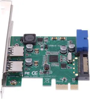 4 Ports USB 3.0 PCIe PCI Express Expansion Card 2 External Ports & 2 Internal 19Pin Header for PCI-E x1/x4/x8/x16 Computer PC