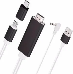 2 In 1 Type C and Micro USB To HDTV TV HDMI Adapter Charger Digital AV Cable with Audio USB Cable For Samsung Android iPhone
