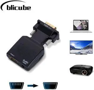pikvm For HDTV Monitor Projector PC Laptop TV-Box COOLJIER VGA to HDMI-compatible Converter with Audio Adapter Cables 720/1080P