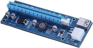6pin PCI-E PCIe Riser PCI-Express USB 3.0 1x to 16x Extender Riser Card for BTC Bitcoin Litecoin Mining (No Cables No Mini PCIe)