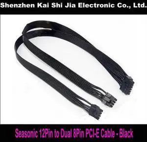 Aomoproing 24" Black 12Pin PSU to Dual 8 (6+2) -Pin PCI-E Graphics Card Modular Power Supply Cable for Seasonic X & P Series