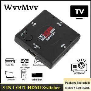 HDMI Switch 3 input 1 Output Mini 3 Port Female to Female HDMI Switcher Splitter Box Selector for HDTV 1080P VIdeo Switcher