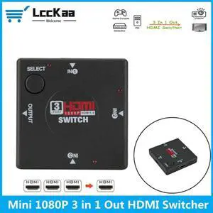 HDMI Switch 3 input 1 Output Mini 3 Port Female to Female HDMI Switcher Splitter Box Selector for HDTV 1080P VIdeo Switcher