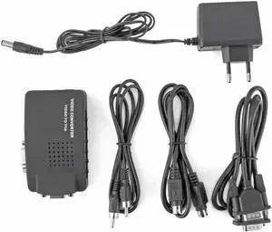 PC Laptop Composite AV/S Video To VGA TV Converter Monitor Adapter Switch Box LCD Out Converter Adapter Switch Box Black