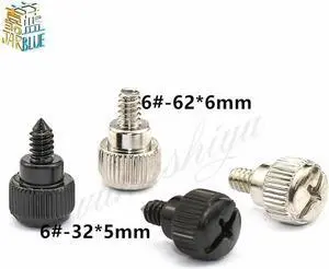 6# 32*6 Black Silvery Phillips Head Thumb Screw Bolt Thumbscrew for PC Computer Case Cover Power Supply PCI Slots DIY Toolless