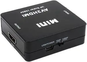 Mini AV/RCA/CVBS Jack to a HDMI Scaler 1080P Converter Box AV2HDMI Video Adapter for HDTV TV PS3 PS4 PC DVD Xbox Projector