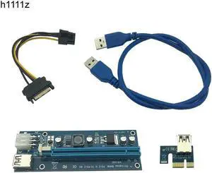 PCI-E PCI E Express 1X to 16X Riser Card +USB 3.0 Extender Cable SATA 15 Pin-6Pin Power Cable 60CM for Bitcoin Mining PCI-E PCI E Express 1X to 16X Riser Card +USB 3.0 Extender Cable SATA 15 Pin-6Pin Power Cable 60CM for Bitcoin Mining