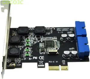 PCI-e 2 ports 19pin USB header card PCI express to Dual 20 Pin USB 3.0 Male ports Controller Card Supports Low Profile Bracket