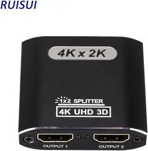 1x2 HDMI-Compatible Splitter 1 In 2 Out HDMI Splitter Supports Full HD 4K @ 30HZ & 3D for Xbox PS3 PS4 Blu-Ray Player and More