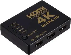 4K 5x1 HDMI Cable Splitter 1080P Video Switcher Adapter 5 Input 1 Output Port HDMI Hub for Xbox DVD HDTV PC Laptop TV