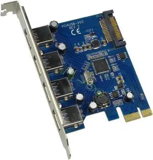 USB 3.0 PCI-E PCIE 4 PORTS Express Expansion Card Adapter with 15-pin SATA Power Connector