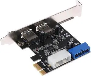 USB 3.0 x2 PCI-E Expansion Card External 19 pin PCI-E Card 4pin IDE Power Connector