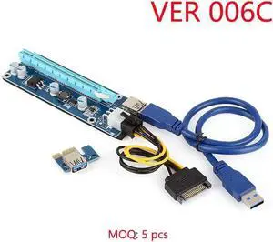 60cm USB 3.0 PCIe Riser Card PCI-E Express 1x to 16x Extender Riser Card SATA 15Pin-6Pin Power Cable for BTC Mining