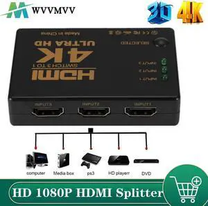 HDMI Switch 4K Switcher 3 in 1 out HD 1080P Video Cable Splitter 1x3 Hub Adapter Converter for PS4/3 TV Box HDTV PC