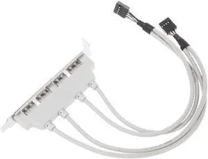 USB 2.0 4 Port Rear Panel PCI Bracket to Dual 9-Pin Motherboard Header Cable