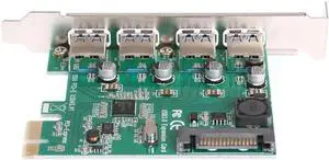 PCI-E Expansion Post Card 4 Ports USB 3.0 PCI Express Card 5Gbps Compatible for Windows XP/7/8/8.1/10 with Optical Disc