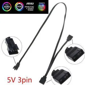 Aomoproing ARGB Control 5V 3Pin Extension Cable Adapter for AURA AS-US/MSI Motherboard Aomoproing ARGB Control 5V 3Pin Extension Cable Adapter for AURA AS-US/MSI Motherboard
