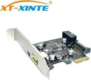 PCI-Express PCI-e To USB3.1 Type-C Riser Card PCIe to USB-C 2.4A Fast Charger+19PIN Front USB Miner Expansion Adapter Card
